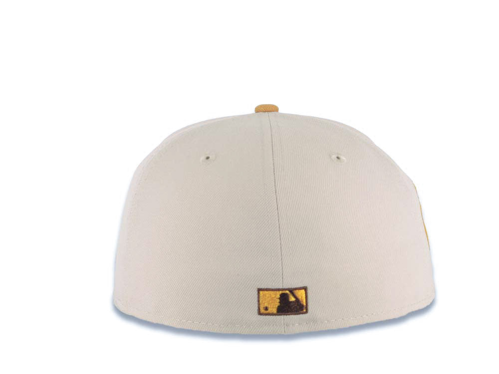 San Diego Padres New Era MLB 59FIFTY 5950 Fitted Cap Hat Stone Crown Tan Visor Wheat/Brown Baseball Club Logo 20th Anniversary Petco Park Side Patch