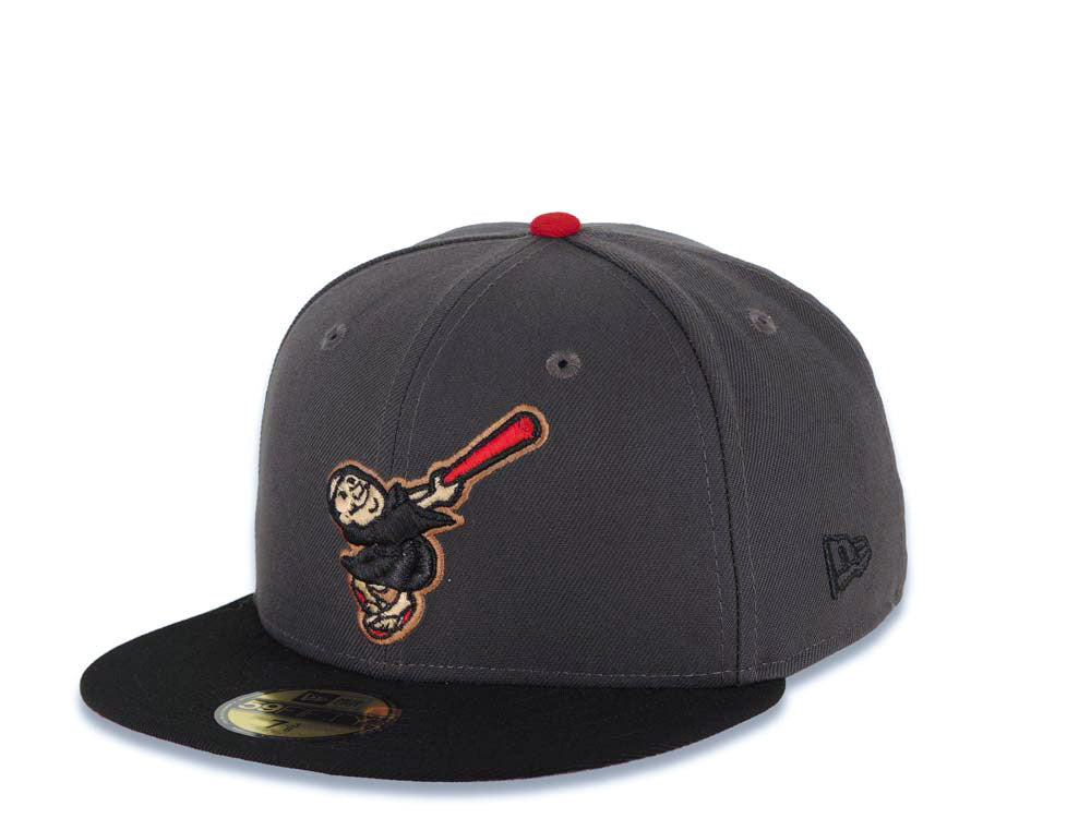 San Diego Padres New Era MLB 59FIFTY 5950 Fitted Cap Hat Dark Gray Crown Black Visor Black/Red Swinging Friar Logo 10th Anniversary Petco Park Patch