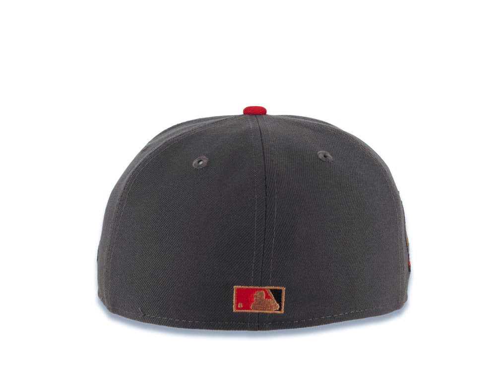San Diego Padres New Era MLB 59FIFTY 5950 Fitted Cap Hat Dark Gray Crown Black Visor Black/Red Swinging Friar Logo 10th Anniversary Petco Park Patch