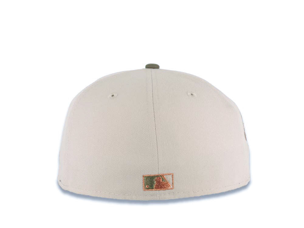 San Diego Padres New Era MLB 59FIFTY 5950 Fitted Cap Hat Stone Crown Olive Green Visor Green/Brown Swinging Friar Logo 1992 All-Star Game Side Patch