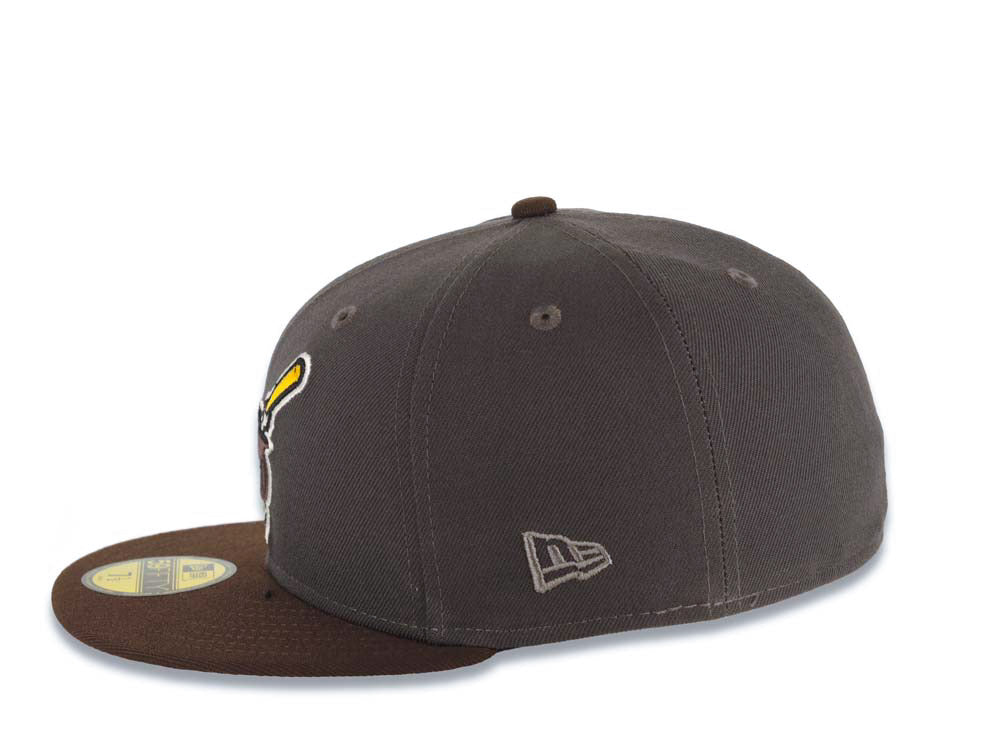 San Diego Padres New Era MLB 59FIFTY 5950 Fitted Cap Hat Dark Gray Crown Brown Visor Brown/Yellow Swinging Friar Logo 1992 All-Star Game Side Patch
