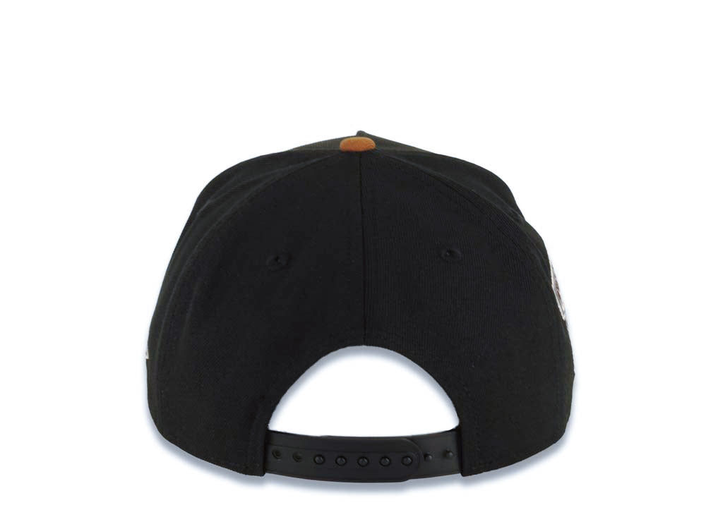 San Diego Padres New Era MLB 9FORTY 940 Adjustable A-Frame Cap Hat Black Crown Brown Visor White Cooperstown Logo Established 1969 Side Patch