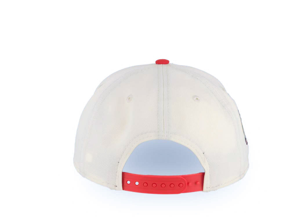 San Diego Padres New Era MLB 9FORTY 940 Adjustable A-Frame Cap Hat Cream Crown Red Visor Black/Red Script/Text Logo 40th Anniversary Side Patch