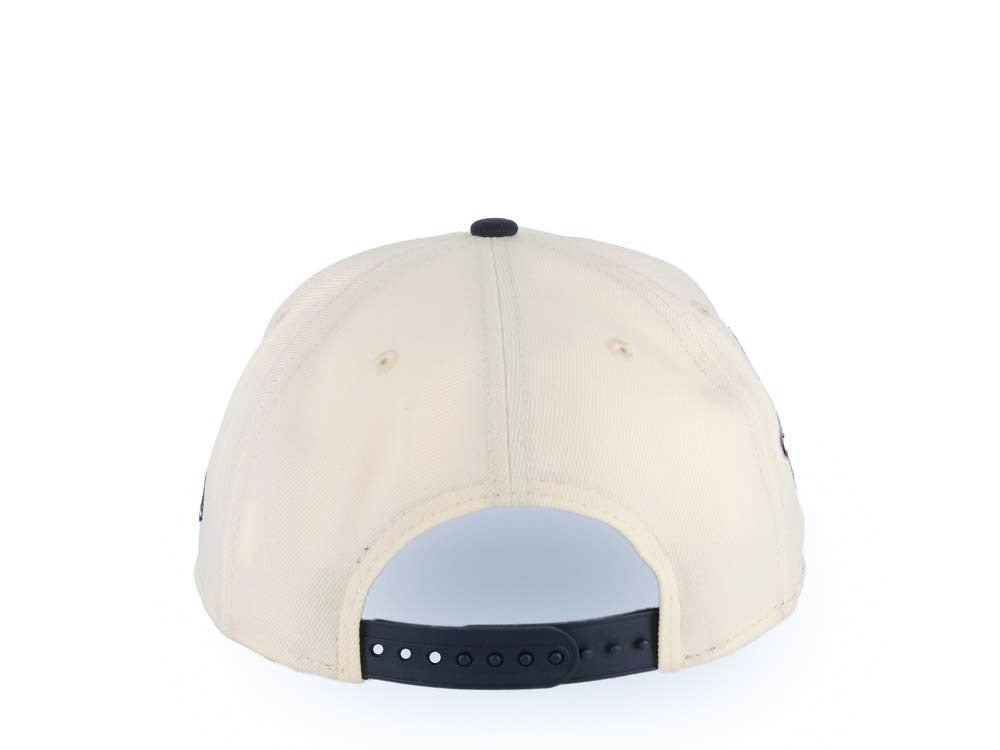 San Diego Padres New Era MLB 9FORTY 940 Adjustable A-Frame Cap Hat Cream Crown Navy Blue Visor Navy Blue/Orange Text Logo Swinging Friar Side Patch