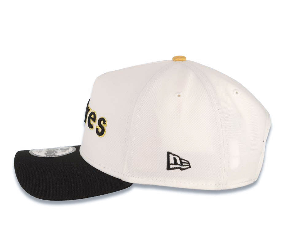 San Diego Padres New Era MLB 9FORTY 940 Adjustable A-Frame Cap Hat White Crown Black Visor Black/Metallic Gold Logo 25th Anniversary Side Patch