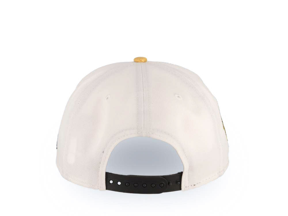 San Diego Padres New Era MLB 9FORTY 940 Adjustable A-Frame Cap Hat White Crown Black Visor Black/Metallic Gold Logo 25th Anniversary Side Patch