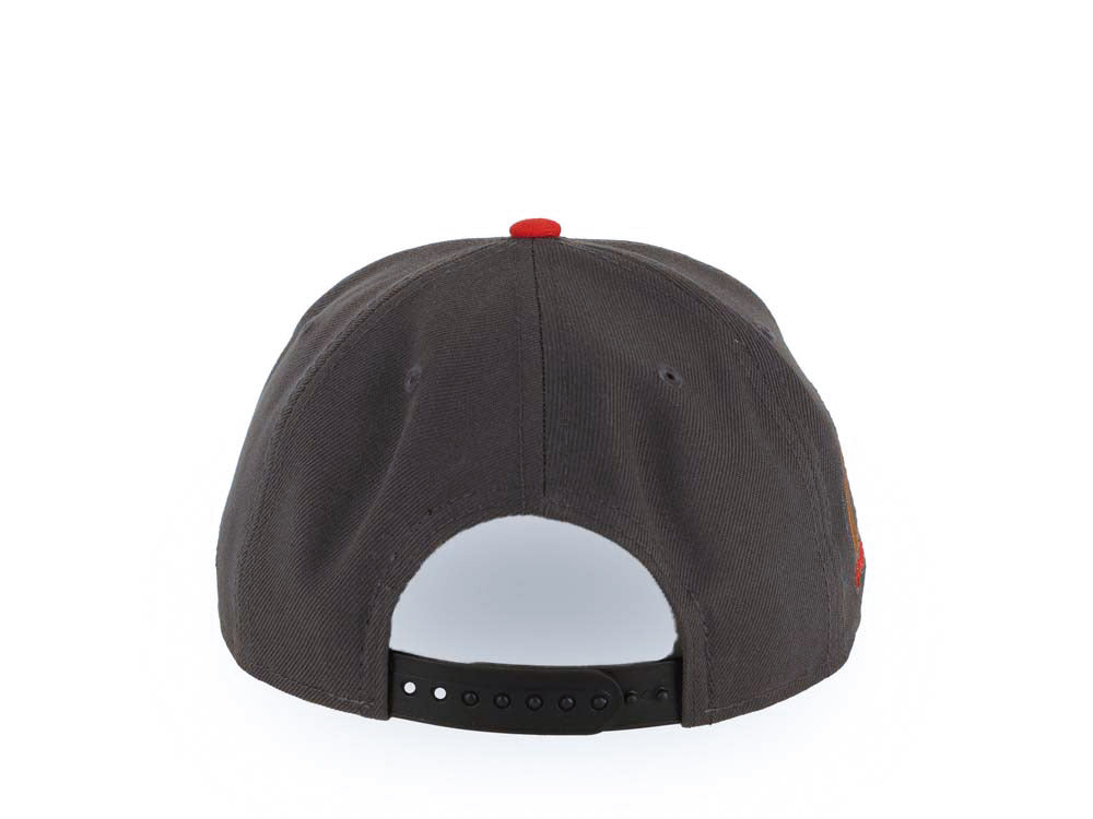 San Diego Padres New Era MLB 9FORTY 940 Adjustable A-Frame Cap Hat Dark Gray Crown Black Visor Metallic Black/Light Brown Logo Petco Park Side Patch
