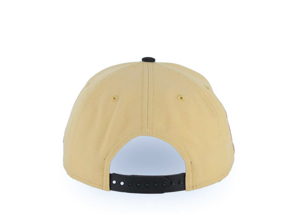 San Diego Padres New Era MLB 9FORTY 940 Adjustable A-Frame Cap Hat Vegas Gold Crown Black Visor Brown/Orange Cooperstown Logo 25th Anniversary Patch