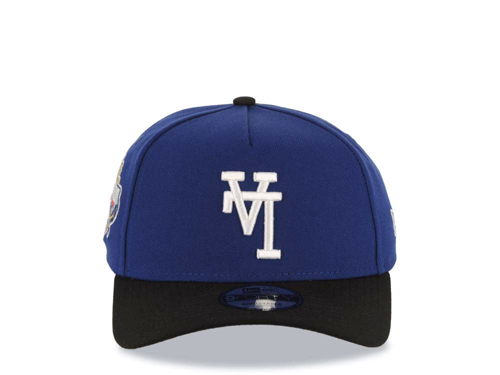 Los Angeles Dodgers New Era MLB 9FORTY 940 Adjustable A-Frame Cap Hat Royal Blue Crown Black Visor White Upside Down Logo 40th Anniversary Stadium Side Patch