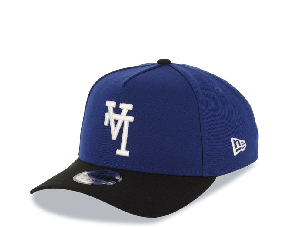 Los Angeles Dodgers New Era MLB 9FORTY 940 Adjustable A-Frame Cap Hat Royal Blue Crown Black Visor White Upside Down Logo 40th Anniversary Stadium Side Patch