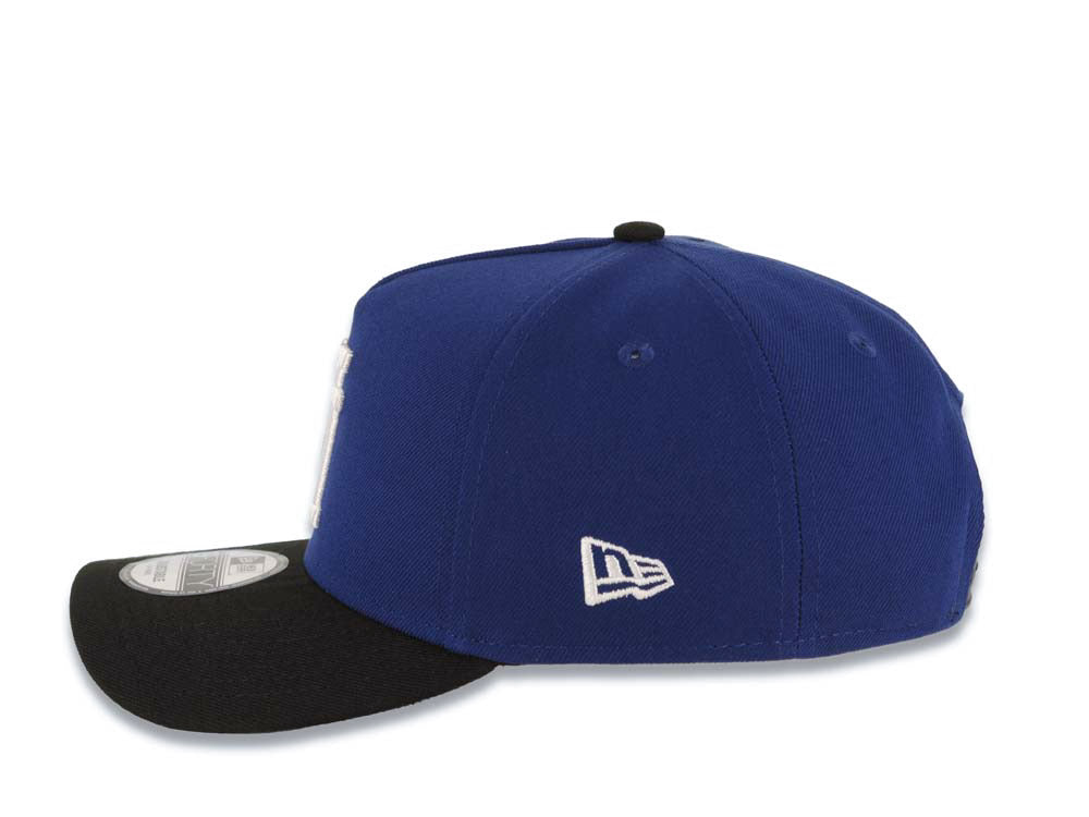 Los Angeles Dodgers New Era MLB 9FORTY 940 Adjustable A-Frame Cap Hat Royal Blue Crown Black Visor White Upside Down Logo 40th Anniversary Stadium Side Patch