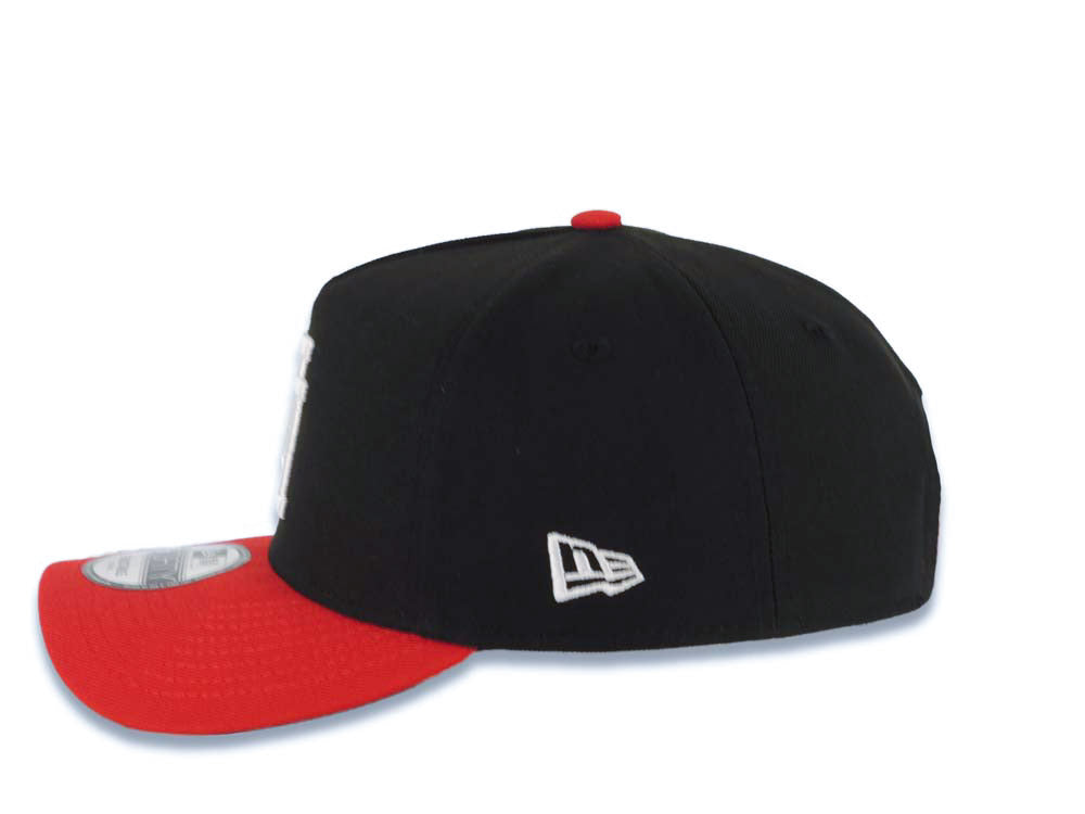 Los Angeles Dodgers New Era MLB 9FORTY 940 Adjustable A-Frame Cap Hat Black Crown Red Visor White Upside Down Logo 40th Anniversary Side Patch
