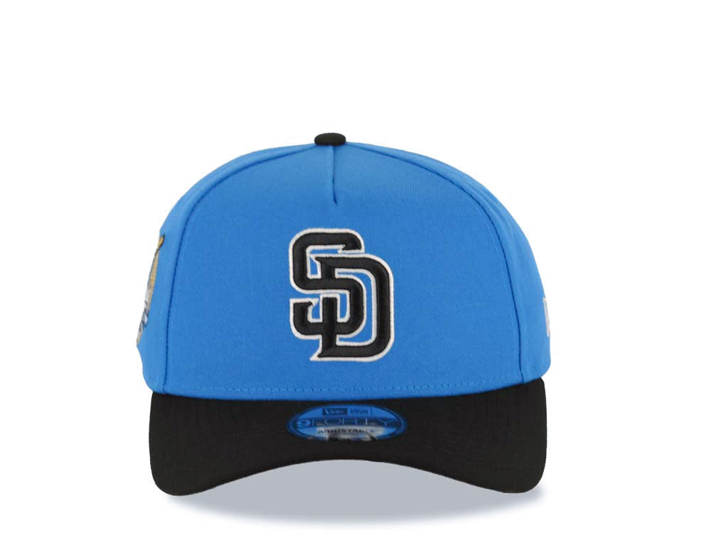 San Diego Padres New Era MLB 9FORTY 940 Adjustable A-Frame Cap Hat Cardinal Blue Crown Black Visor Black/White Logo 40th Anniversary Side Patch
