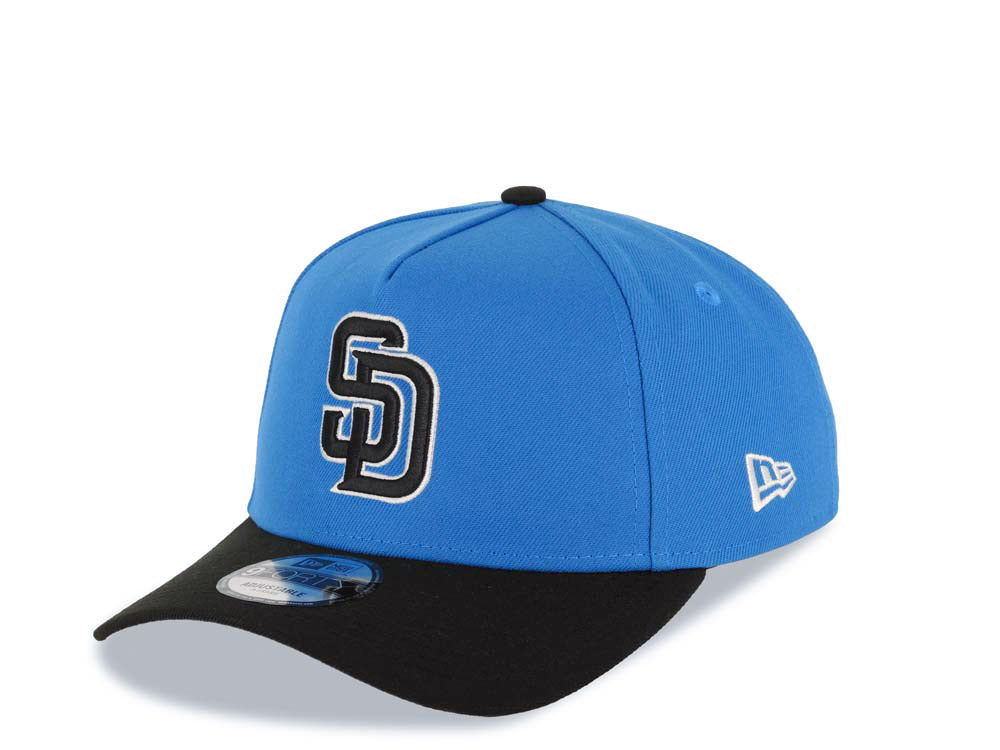 San Diego Padres New Era MLB 9FORTY 940 Adjustable A-Frame Cap Hat Cardinal Blue Crown Black Visor Black/White Logo 40th Anniversary Side Patch
