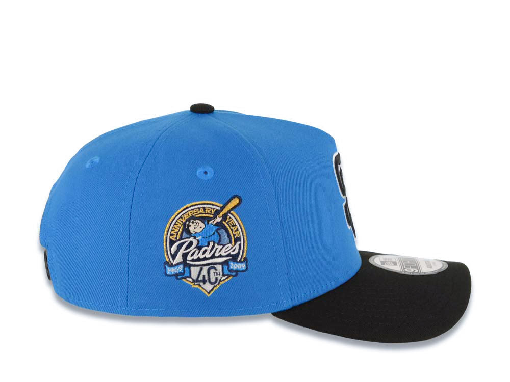 San Diego Padres New Era MLB 9FORTY 940 Adjustable A-Frame Cap Hat Cardinal Blue Crown Black Visor Black/White Logo 40th Anniversary Side Patch