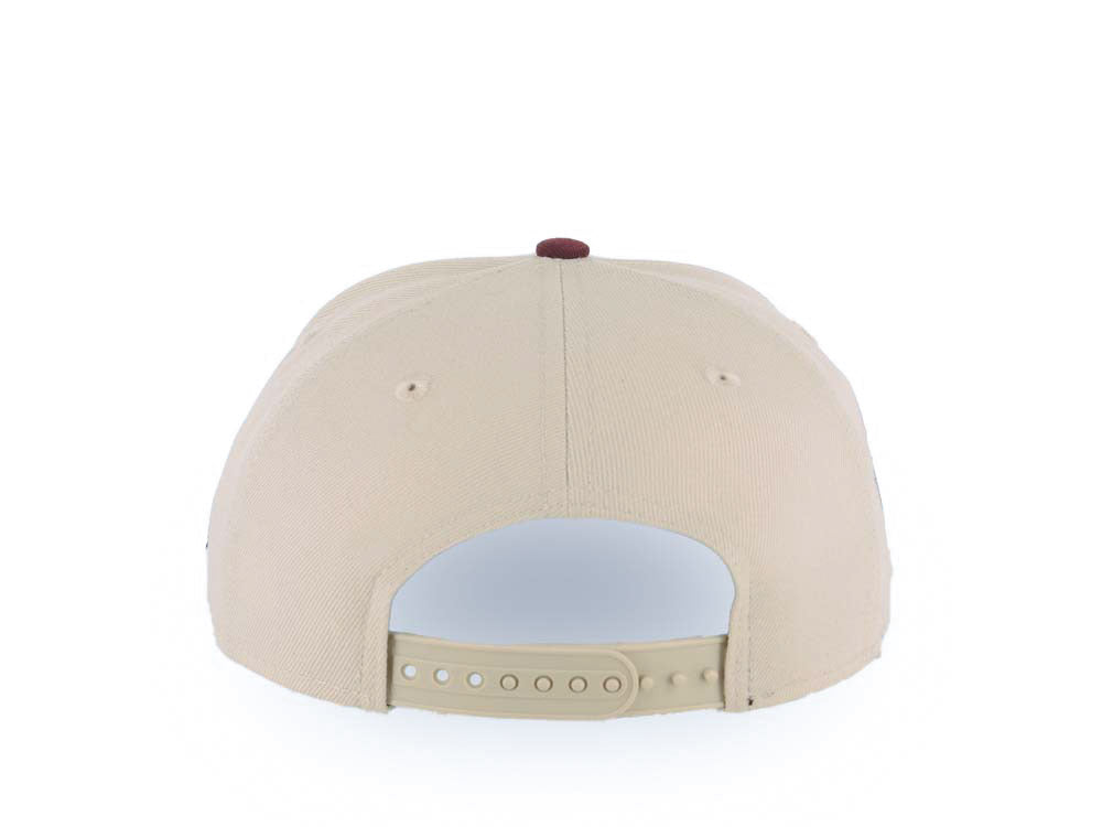 San Diego Padres New Era MLB 9FORTY 940 Adjustable A-Frame Cap Hat Stone Crown Maroon Visor Maroon Logo 25th Anniversary Side Patch