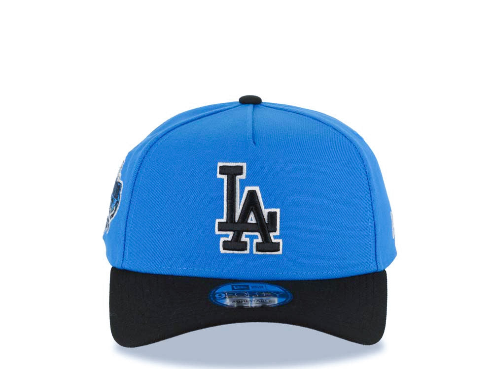 Los Angeles Dodgers New Era MLB 9FORTY 940 Adjustable A-Frame Cap Hat Cardinal Blue Crown Black Visor Black/White Logo Stadium Side Patch