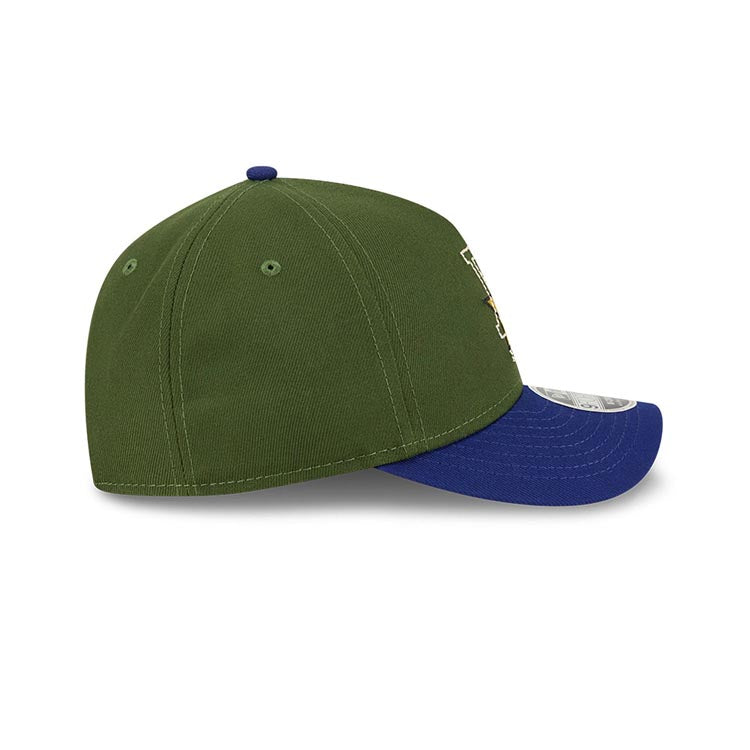 Los Angeles Dodgers New Era MLB 9FORTY 940 M-Crown Adjustable A-Frame Cap Hat Dark GreenCrown Royal Blue Visor Yellow/White Star Logo