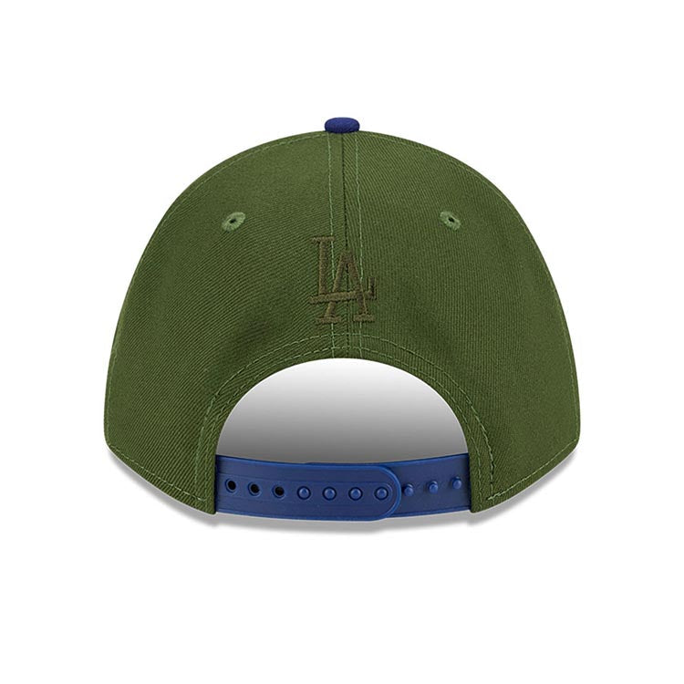 Los Angeles Dodgers New Era MLB 9FORTY 940 M-Crown Adjustable A-Frame Cap Hat Dark GreenCrown Royal Blue Visor Yellow/White Star Logo