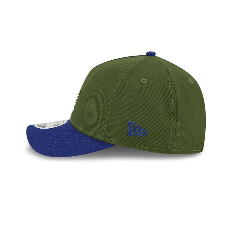Los Angeles Dodgers New Era MLB 9FORTY 940 M-Crown Adjustable A-Frame Cap Hat Dark GreenCrown Royal Blue Visor Yellow/White Star Logo