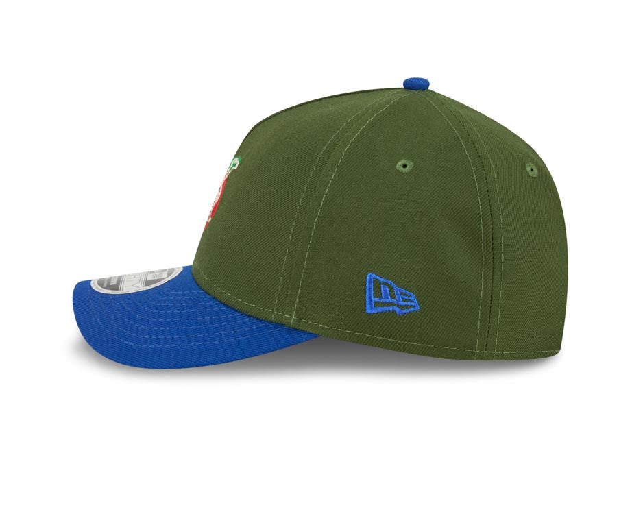 New York Mets New Era MLB 9FORTY 940 M-Crown Adjustable A-Frame Cap Hat Dark Green Crown Royal Blue Visor White with Apple Logo