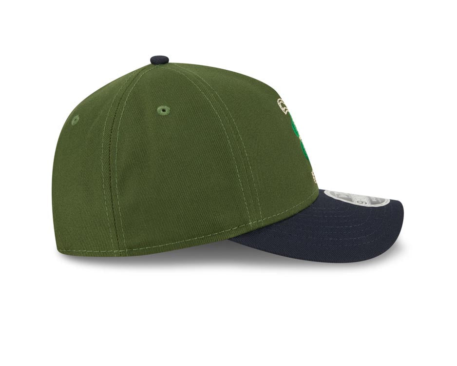 Boston Red Sox New Era MLB 9FORTY 940 M-Crown Adjustable A-Frame Cap Hat Dark Green Crown Navy Blue Visor White/Green Logo