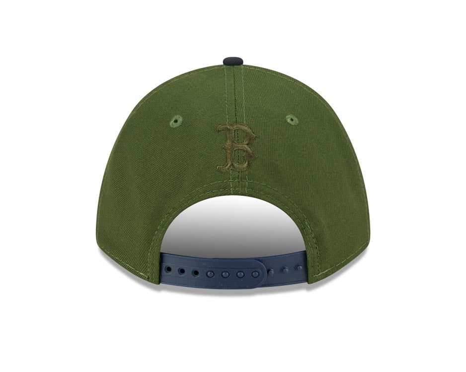 Boston Red Sox New Era MLB 9FORTY 940 M-Crown Adjustable A-Frame Cap Hat Dark Green Crown Navy Blue Visor White/Green Logo