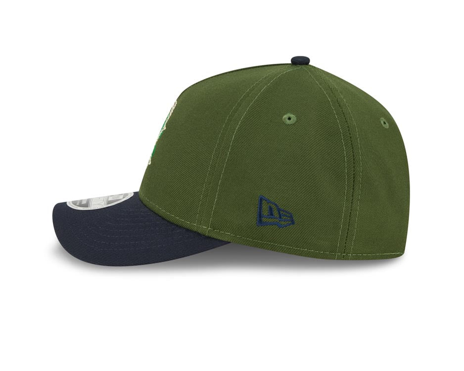 Boston Red Sox New Era MLB 9FORTY 940 M-Crown Adjustable A-Frame Cap Hat Dark Green Crown Navy Blue Visor White/Green Logo