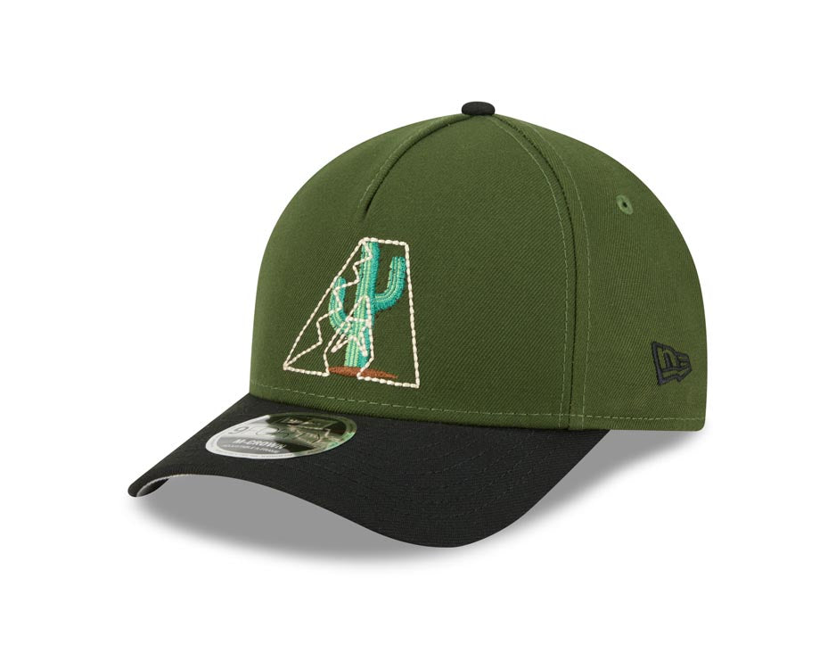 Arizona Diamondbacks New Era MLB 9FORTY 940 M-Crown Adjustable A-Frame Cap Hat Dark Green Crown Black Visor White/Green Cactus Logo