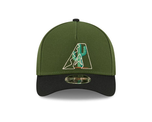 Arizona Diamondbacks New Era MLB 9FORTY 940 M-Crown Adjustable A-Frame Cap Hat Dark Green Crown Black Visor White/Green Cactus Logo