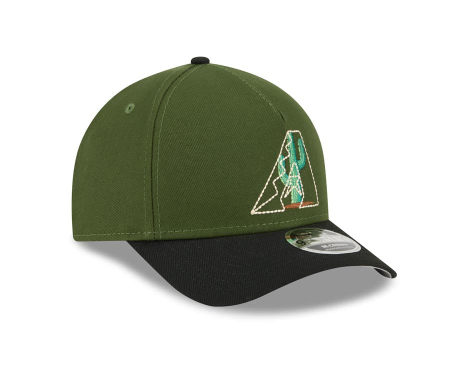 Arizona Diamondbacks New Era MLB 9FORTY 940 M-Crown Adjustable A-Frame Cap Hat Dark Green Crown Black Visor White/Green Cactus Logo