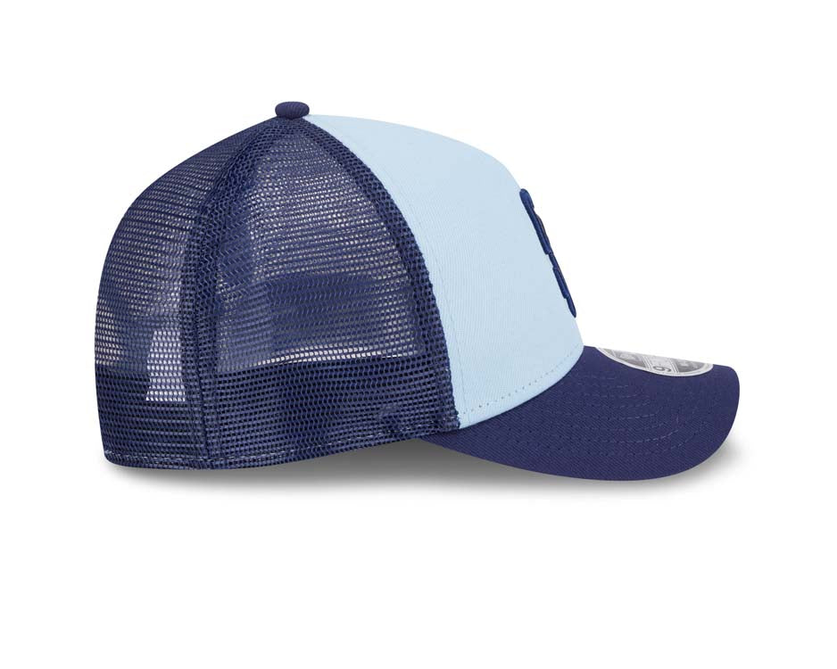 San Diego Padres New Era MLB 9FORTY 940 Adjustable A-Frame Trucker Mesh Cap Hat White/Navy Crown Navy Blue Visor Navy Blue Logo (Color Pack)