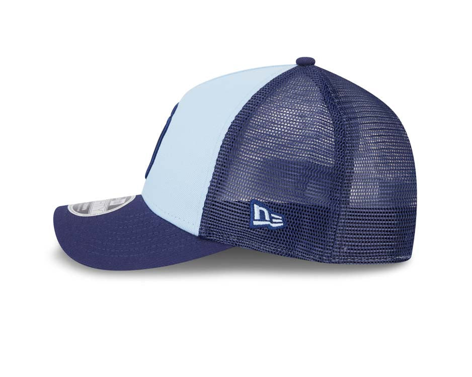 San Diego Padres New Era MLB 9FORTY 940 Adjustable A-Frame Trucker Mesh Cap Hat White/Navy Crown Navy Blue Visor Navy Blue Logo (Color Pack)