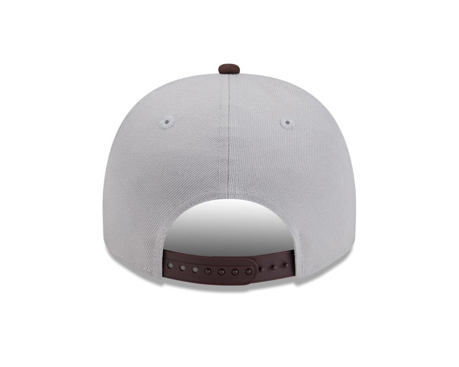 (Youth) San Diego Padres New Era MLB 9FIFTY 950 Kid Snapback A-Frame Cap Hat Gray Crown Brown Visor Yellow/White Logo Overlap Tatis Jr.
