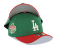 Los Angeles Dodgers New Era MLB 9FORTY 940 Adjustable A-Frame Cap Hat Green Crown Red Visor White Logo 40th Anniversary Stadium Side Patch