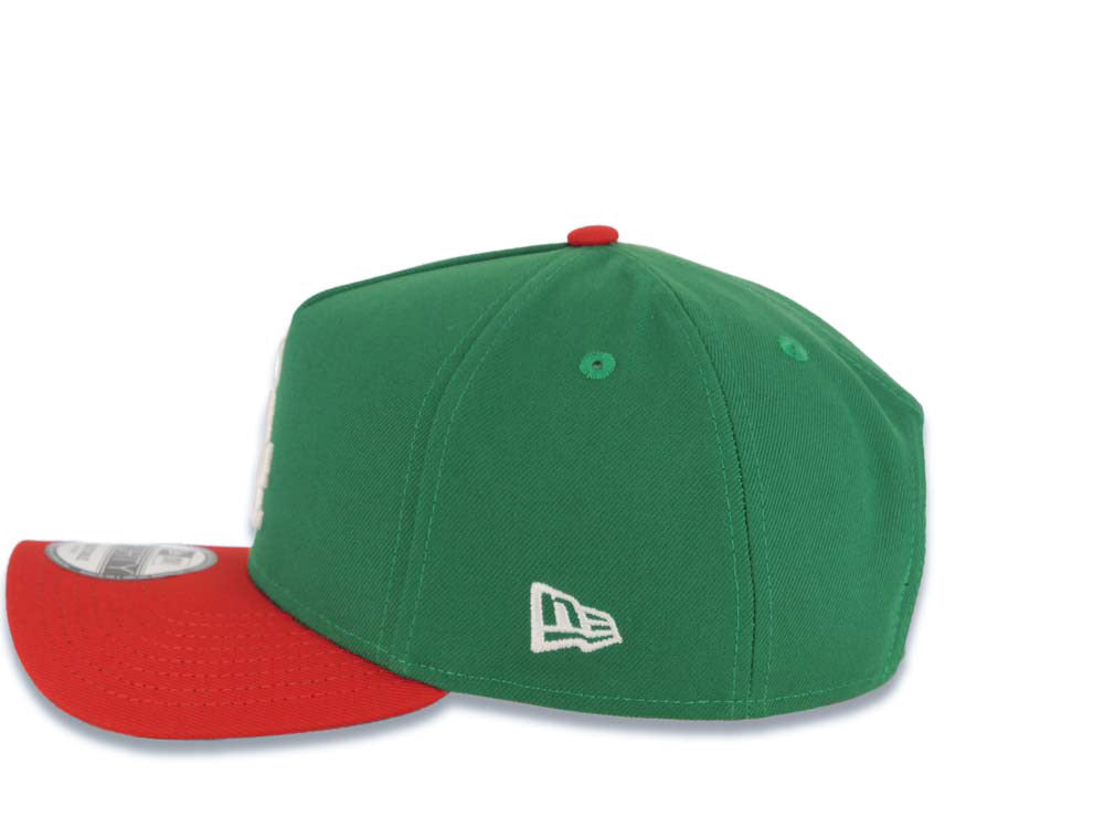 Los Angeles Dodgers New Era MLB 9FORTY 940 Adjustable A-Frame Cap Hat Green Crown Red Visor White Logo 40th Anniversary Stadium Side Patch