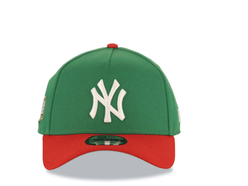 New York Yankees New Era MLB 9FORTY 940 Adjustable A-Frame Cap Hat Green Crown Red Visor White Logo 2024 World Series Side Patch