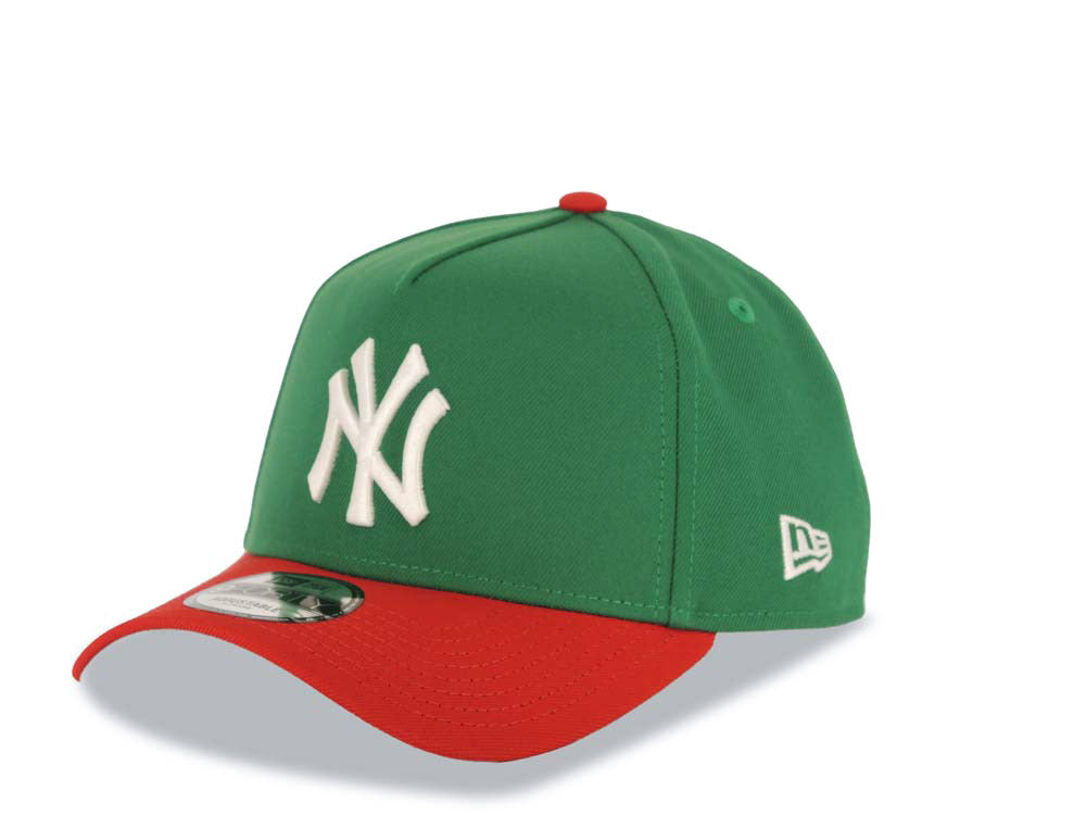 New York Yankees New Era MLB 9FORTY 940 Adjustable A-Frame Cap Hat Green Crown Red Visor White Logo 2024 World Series Side Patch