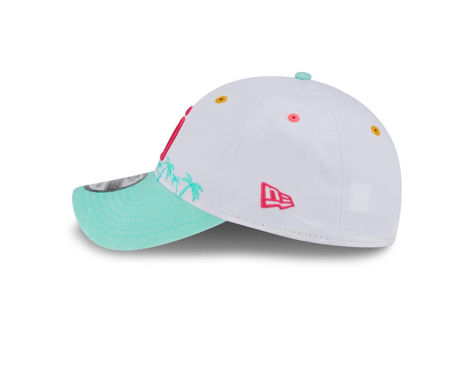 San Diego Padres New Era MLB 9TWENTY 920 Adjustable Cap Hat White Crown Teal Visor Magenta Logo Swinging Friar Side Patch (City Connect)