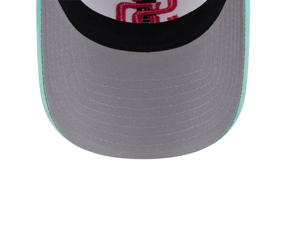 San Diego Padres New Era MLB 9TWENTY 920 Adjustable Cap Hat White Crown Teal Visor Magenta Logo Swinging Friar Side Patch (City Connect)