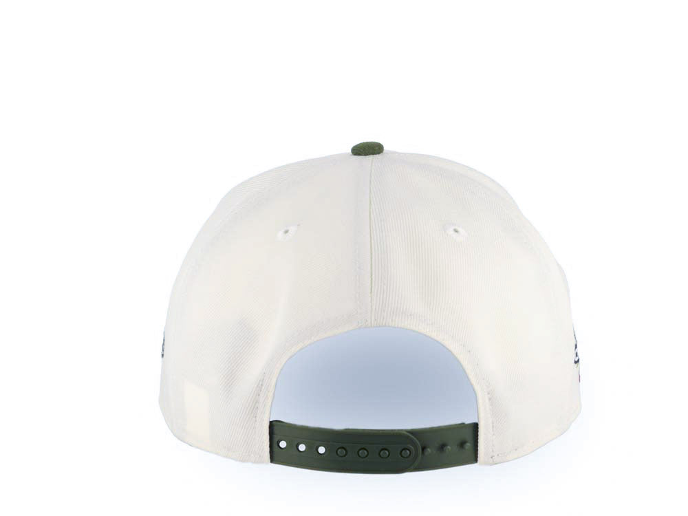 Chicago White Sox New Era MLB 9FORTY 940 Adjustable A-Frame Cap Hat Cream Crown Olive Visor Olive Green Logo 2005 World Series Champions Side Patch