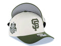 San Francisco Giants New Era 9FORTY 940 Adjustable A-Frame Cap Hat Cream Crown Olive Green Visor Olive Green Logo 2014 World Champions Side Patch