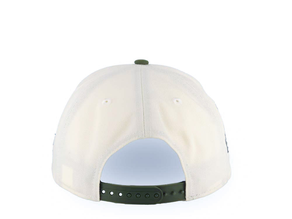 San Francisco Giants New Era 9FORTY 940 Adjustable A-Frame Cap Hat Cream Crown Olive Green Visor Olive Green Logo 2014 World Champions Side Patch