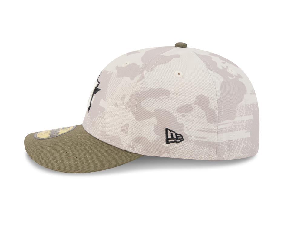Houston Astros New Era MLB 59FIFTY 5950 Fitted Cap Hat White Camo Crown Olive Green Visor White/Black Logo (2025 Armed Forces Day)