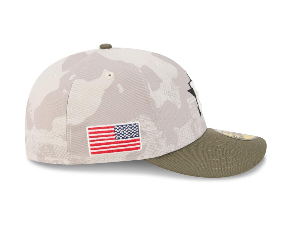 Houston Astros New Era MLB 59FIFTY 5950 Fitted Cap Hat White Camo Crown Olive Green Visor White/Black Logo (2025 Armed Forces Day)
