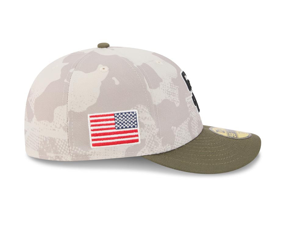 San Diego Padres New Era MLB 59FIFTY 5950 Fitted Cap Hat White Camo Crown Olive Green Visor Black/White Logo (2025 Armed Forces Day)