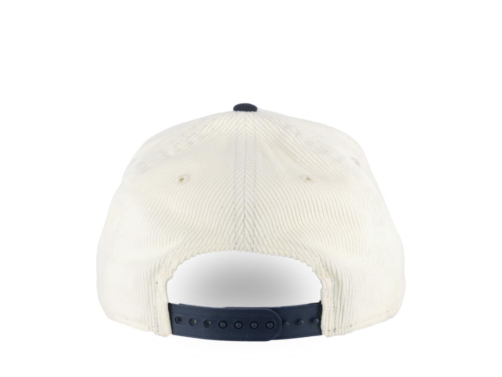 (Corduroy Crown) San Diego FC New Era MLS 9FORTY 940 Adjustable A-Frame Cap Hat Cream Crown Navy Blue Visor Navy Blue Logo
