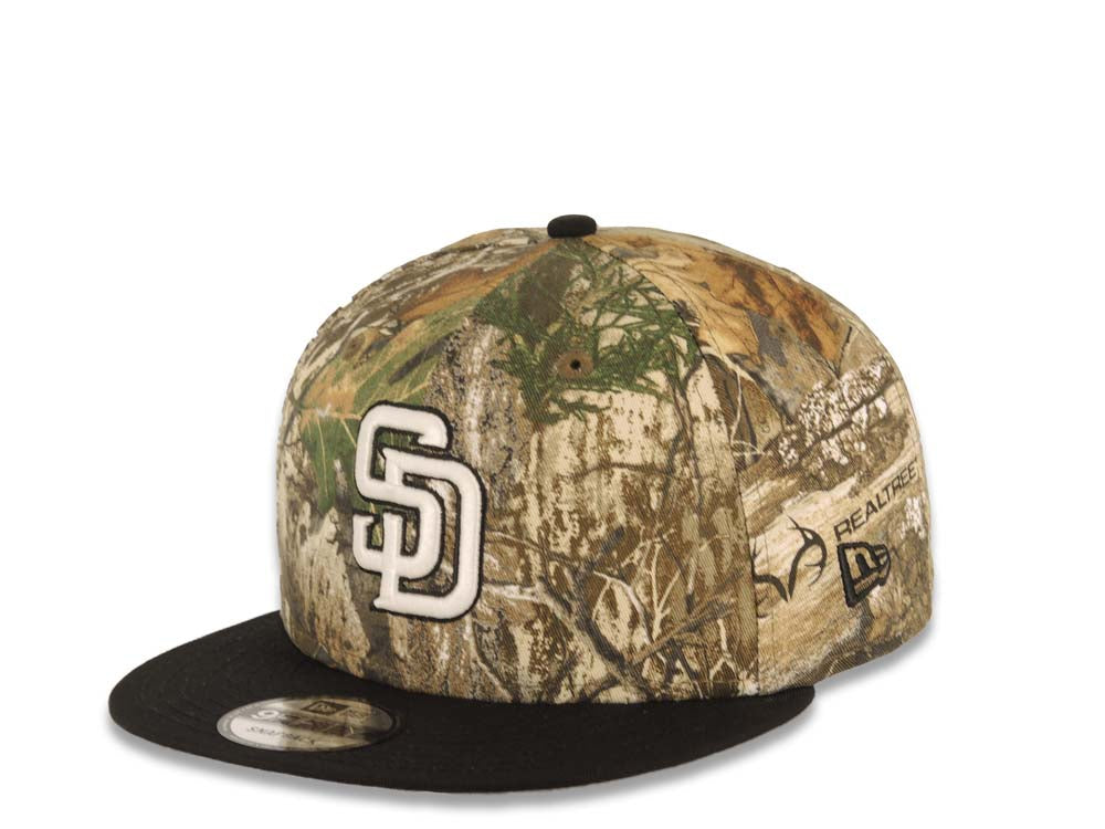 San Diego Padres New Era MLB 9FIFTY 950 Snapback Cap Hat Real Tree Edge Camo Crown Black Visor White/Black Logo 1998 World Series Side Patch