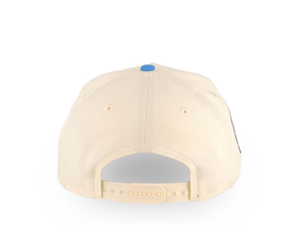San Diego Padres New Era MLB 9FORTY 940 Adjustable A-Frame Cap Hat Cream Crown Light Blue Visor Blue Logo 40th Anniversary Side Patch Gray UV