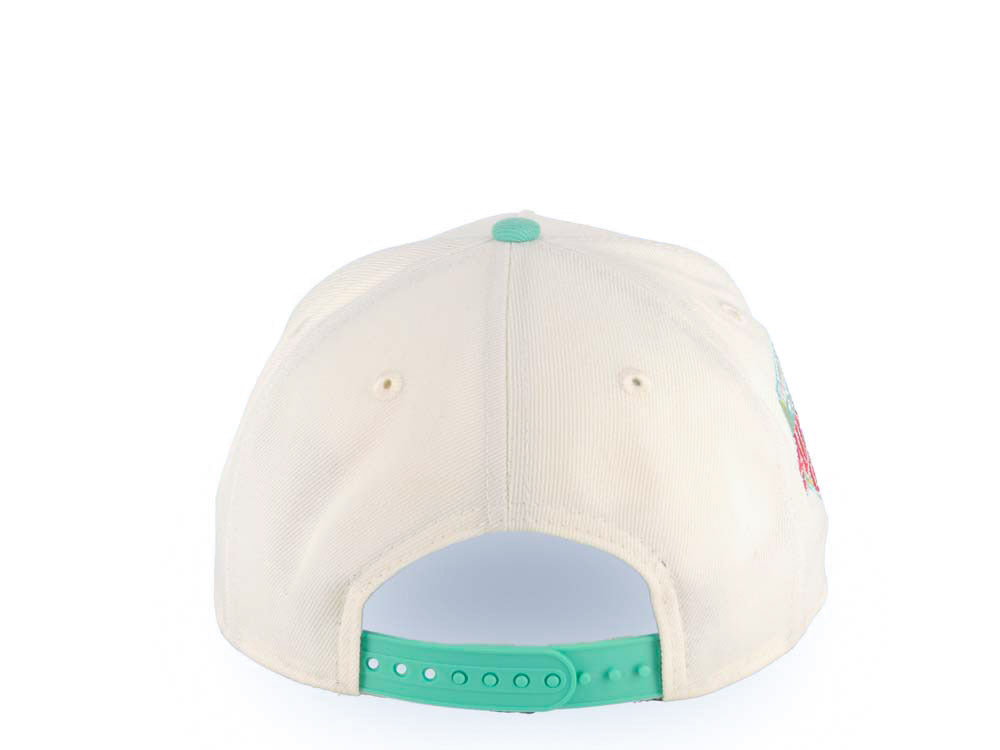 San Diego Padres New Era MLB 9FORTY 940 Adjustable A-Frame Cap Hat Cream Crown Light Teal Visor Magenta/Yellow Logo 1992 All-Star Game Side Patch